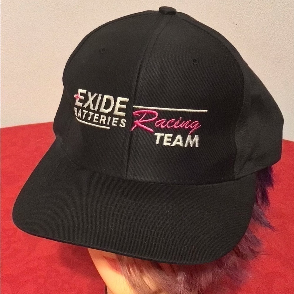 VINTAGE Exide Batteries Racing Team Snapback Trucker Hat Baseball Cap Black New! - Picture 1 of 6